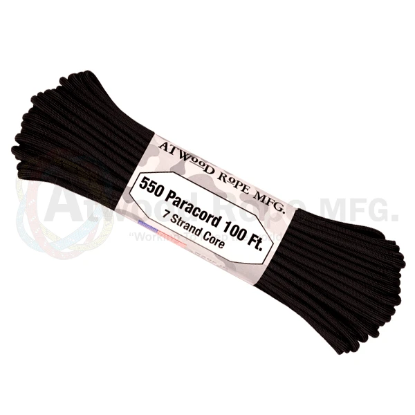 Bushcraft Atwood Rope Company 550 Paracord Black 30mtr 3 Bushcraft Atwood Rope Company 550 Paracord Black 30mtr