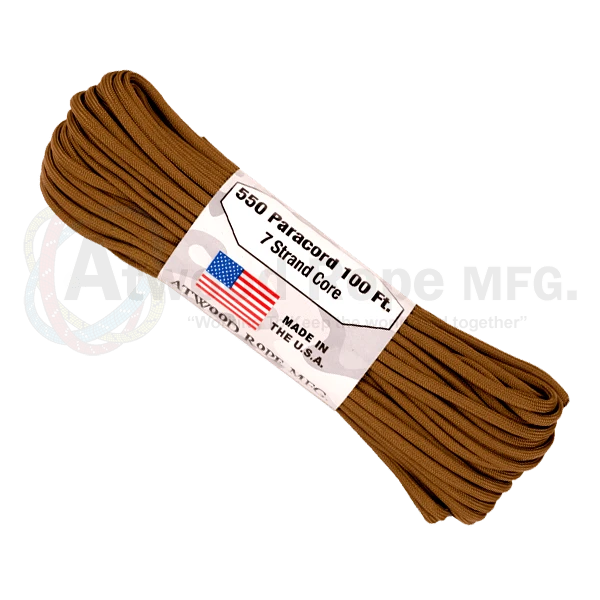 Bushcraft Atwood Rope Company 550 Paracord Coyote 30mtr 3 Bushcraft Atwood Rope Company 550 Paracord Coyote 30mtr